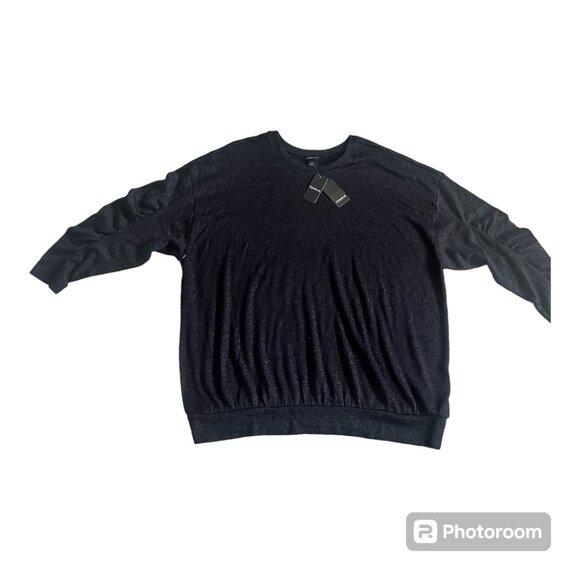 NWT Torrid Black Sparkle Knit Drop Shoulder Shirred Sleeve Top - Size 3 / 3X - Picture 7 of 8
